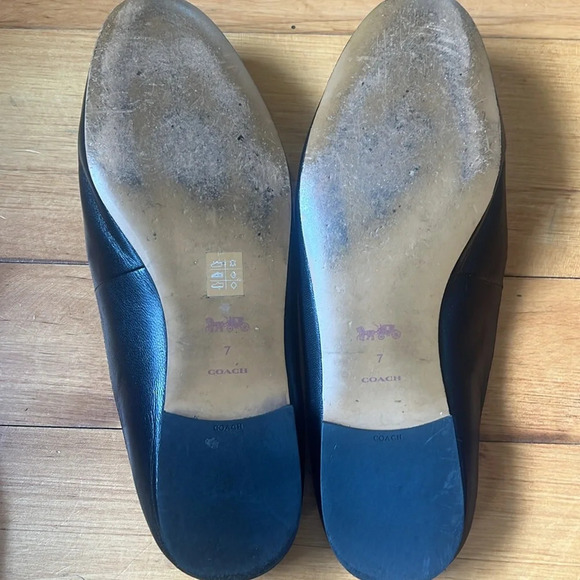 COACH Sienna Leather Slide Loafer Shoes Mule Black Gold Women's sz 7 - Picture 6 of 9